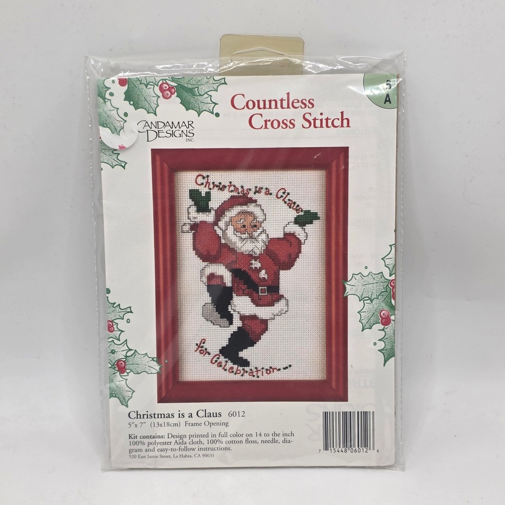 Andamar Designs Cross Stitch Kit Red Santa Claus Christmas 6012 Vintage DIY